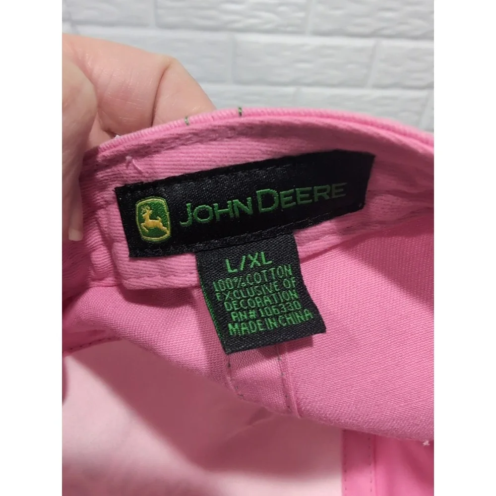 John Deere Pink Butterfly Baseball Cap Hat L/XL Adjustable Cotton Farm Outdoor